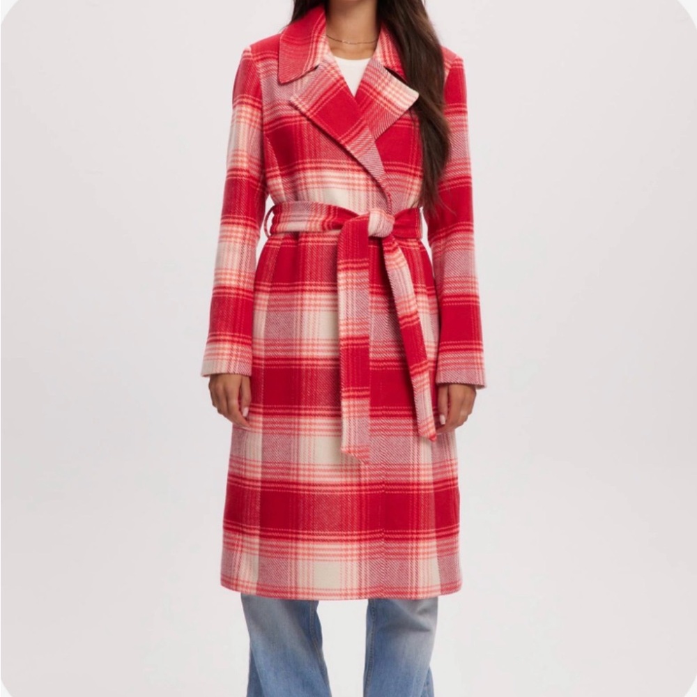 NOIZE “Vegan Wool” Plaid Trench Coat